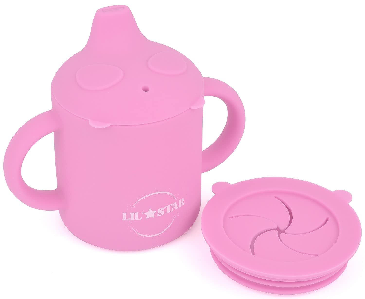 6 Months+ Sippy Cups with Handles,Silicone Sippy Cups Leak Proof 5oz,No  Spill Sippy cups for Toddlers (Pink)