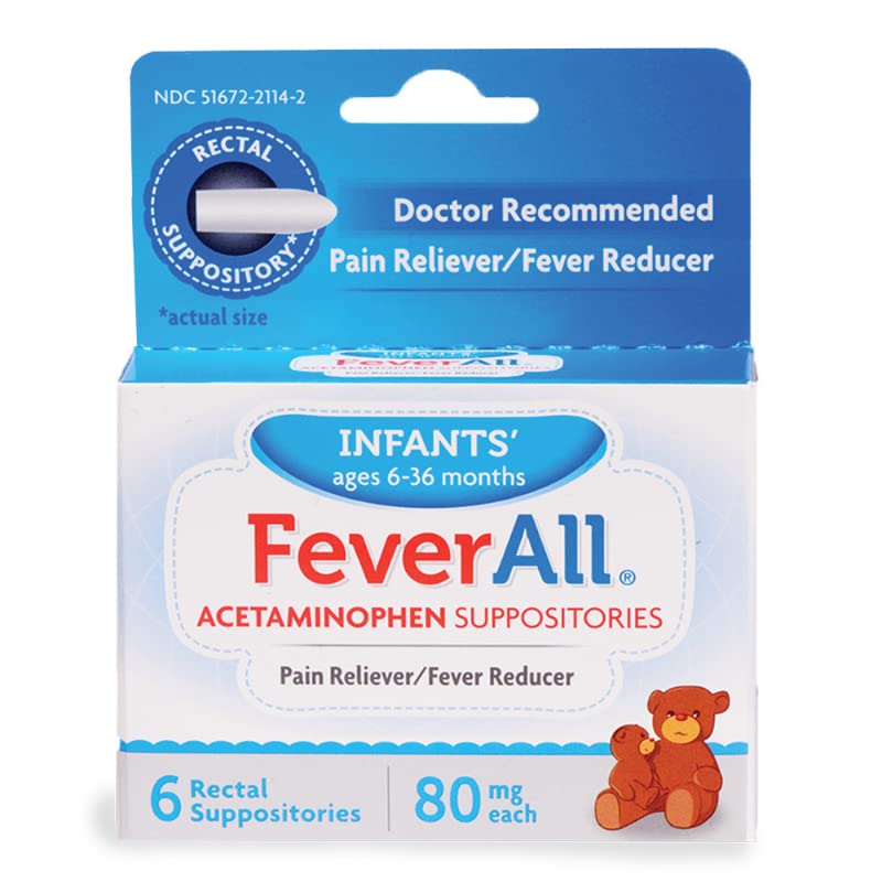 FeverAll Infants Acetaminophen Suppositories 6 Rectal Suppositories ...