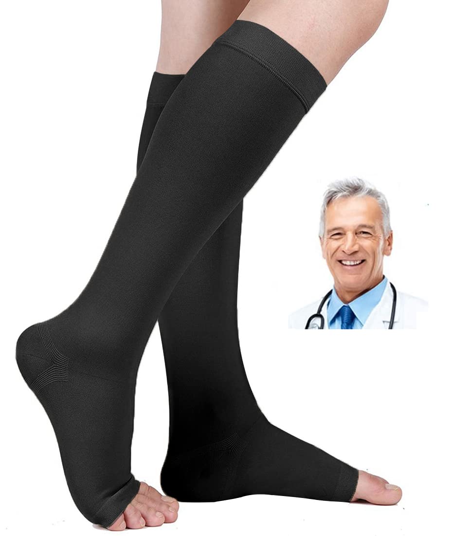 T.E.D. Anti Embolism Stockings Thigh High Knee High for Women Men, 15-20  mmHg Compression TED Hose with Inspect Toe Hole 