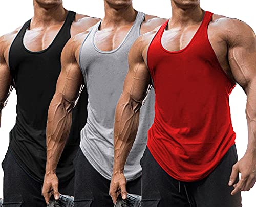Boyzn Men's 3 Pack Y-Back Muscle Workout Tank Tops Gym Muscle Tee