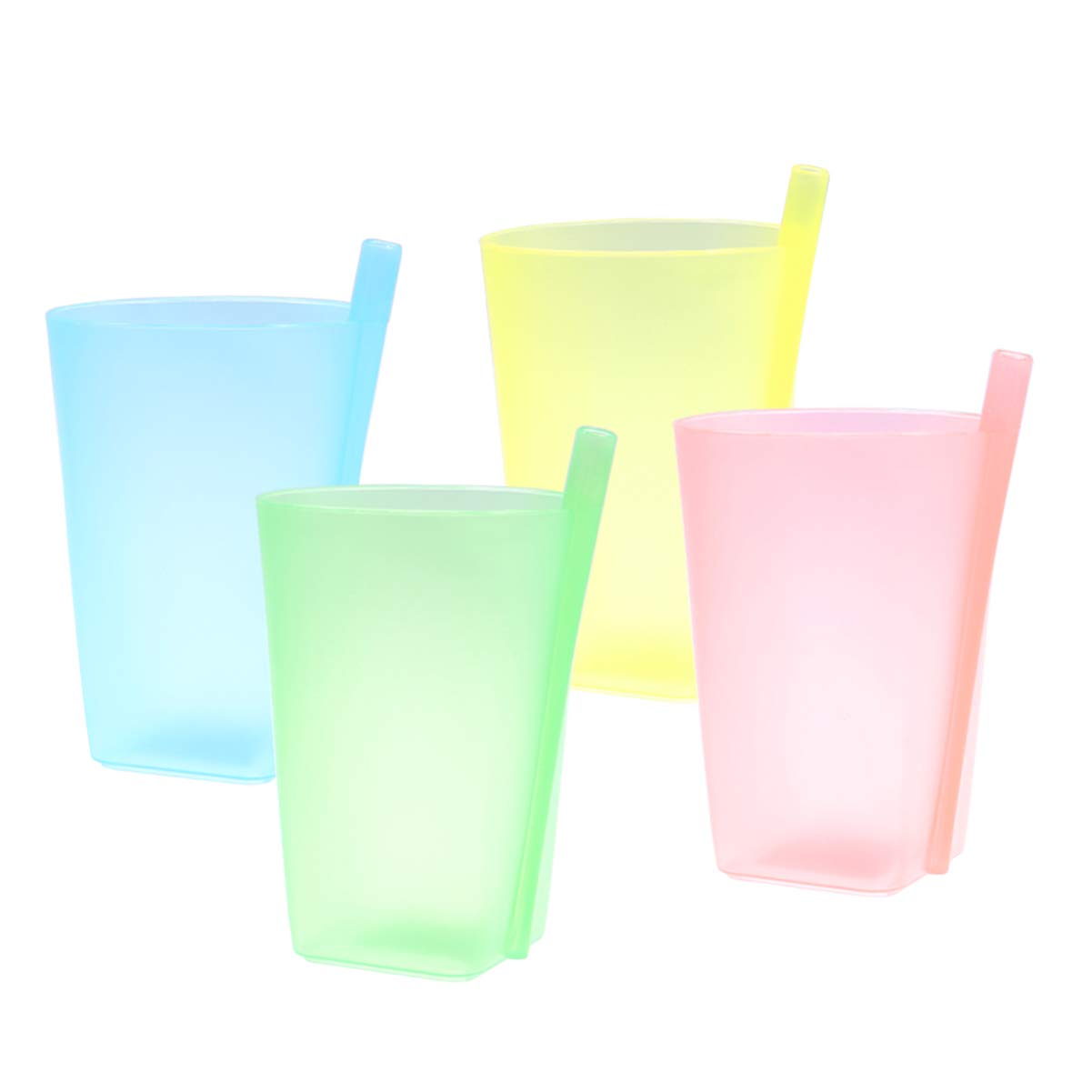 COHEALI Stackable Kids Cups 4Pcs Plastic Sippy Cups Baby Feeding Sip Milk  Cups Water Straws Cups Straw Cups Drinking Sippy Tumblers Cup for Children  Kids (Random Color) Sippy Cup