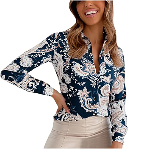 Long Sleeve Shirts for Women Casual Vintage Spring Summer Printed