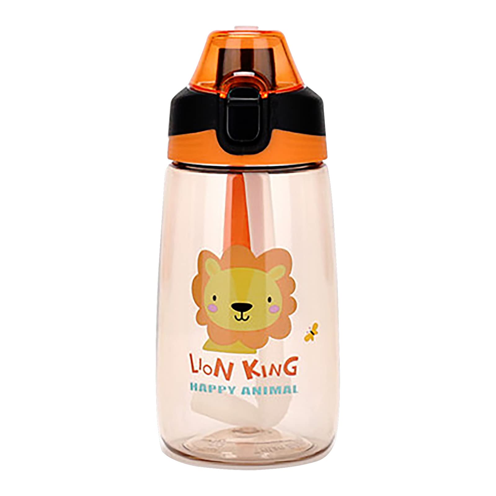 MICHLEY 16 oz Water Bottle With Straw Sippy Cups for Toddlers 3+ Years Old  Kid Cups(Orange lion)