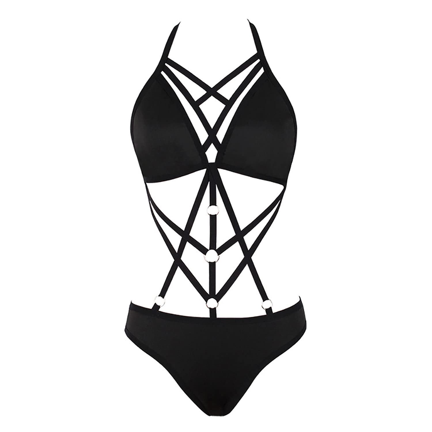 Women's Punk Body Harness Lingerie Sexy Hollow Out Teddy One Piece