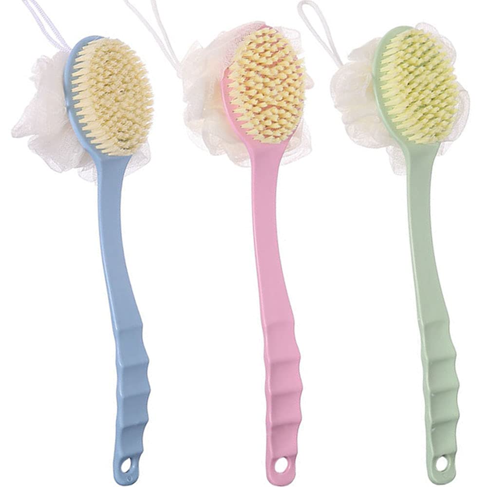 Long Handled Plastic Bath Shower Back Brush Scrubber Skin Cleaning