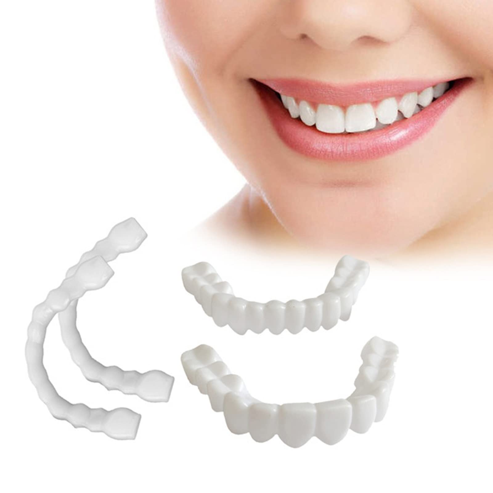 Dentures Veneers for Temporary Teeth Restoration 2Pairs Adjustable Fake ...
