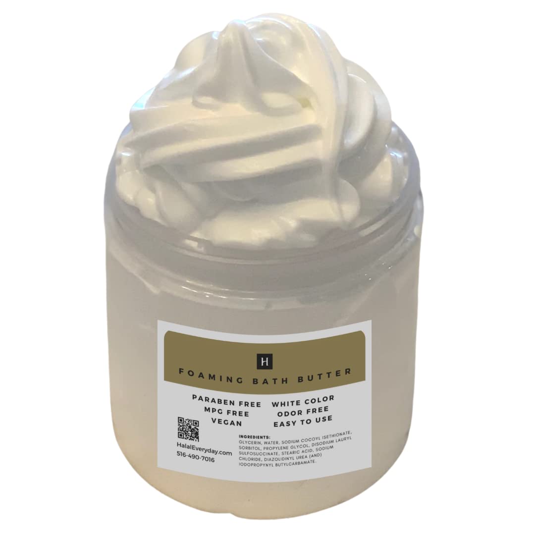 Foaming Bath Butter Base Whipped - Whipped Soap - 1lb Jar - HalalEveryDay -  Vegan - 100% Pure Premium Quality Scrub Skin Body Shower Shave Wash Bath