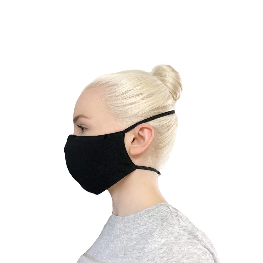 Cate & Levi - Over The Head Black Face Masks For Adults - Best For Hearing  Aids - 100% Organic Cotton - Made In Canada - Reusable, Soft and  Breathable, Secures Around Head and Neck