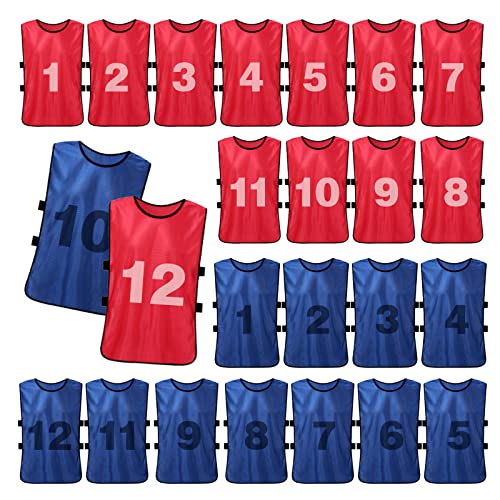 24 Pack Scrimmage Team Soccer Pinnies Vests Jerseys with Belt