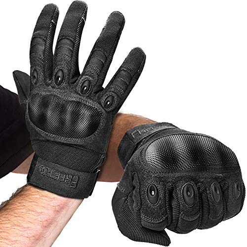 FREETOO Mechanic Work Gloves, [Full Palm Protection] [Excellent Grip]  Working Gloves with Padded Leather for Men Women, Knuckle Impact Absorption