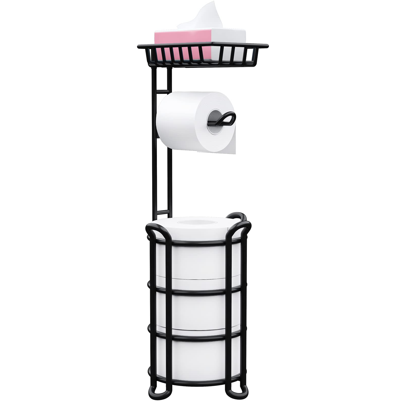 Multipurpose Metal Wire No Drilling Bathroom Floor Free Standing Toilet  Roll Tissue Paper Holder with Shelf and Storage - China Toilet Paper Holder,  Toilet Paper Holder Storage