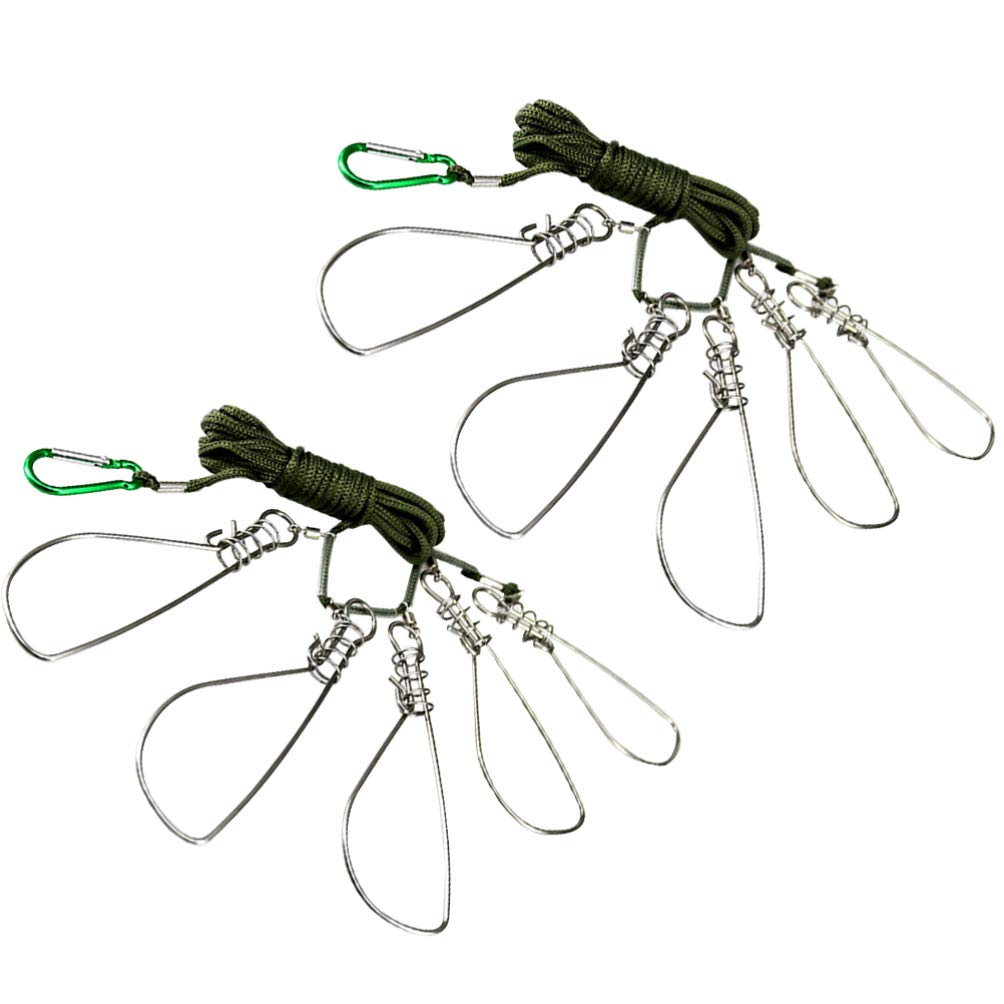  CLISPEED 6 Sets 5 Fishing Stringer for Kayak Fishing Lock Snap  Metal Snap Fish Stringer Stainless Steel Stringer Locks for Fishing Float  Fishing Stringer Snap Stringer Camping Wire Clamp 