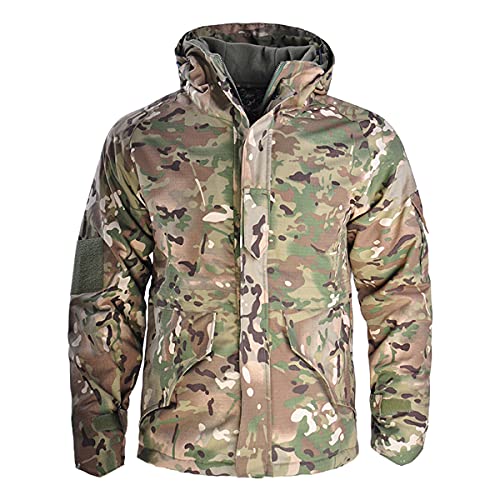 HANWILD Men's Military Jacket Tactical Winter Coats Fleece Hooded