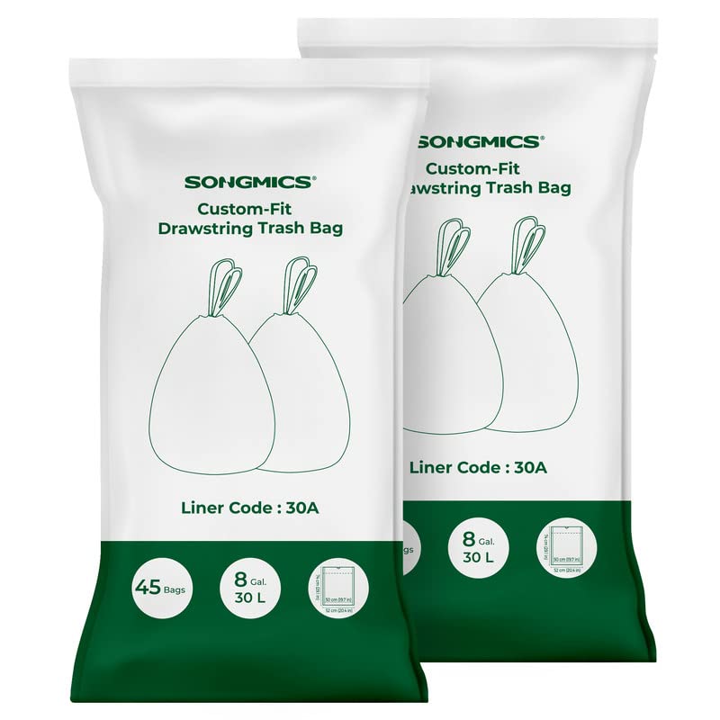 100 Pack] 8 Gallon Compostable Trash Bags - Drawstring Unscented