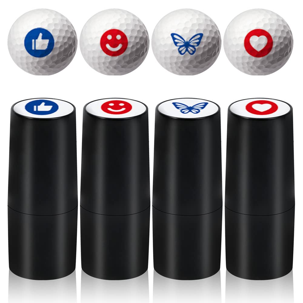 Uoeo 4 Pieces Golf Ball Stamps Personalized Golf Ball Marker Golf Ball  Stamper Custom Golf Ball Marker for Golfer Present Golf Learners Style C