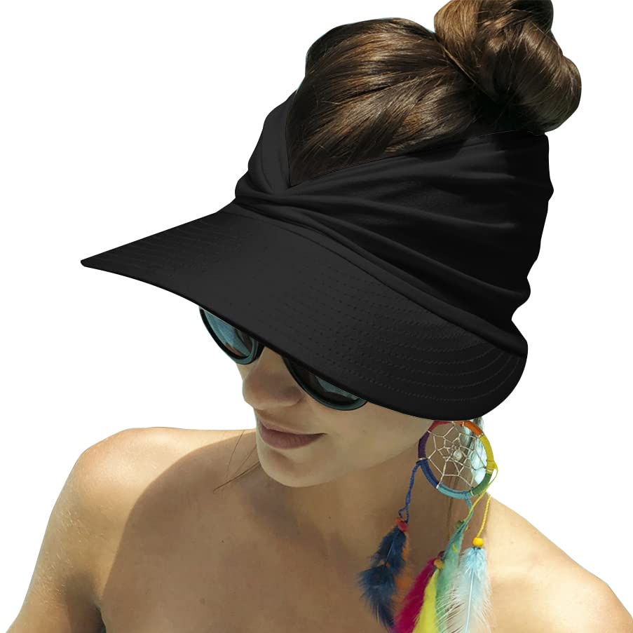 Womens Sun Visor Hat UV Protection Elastic Empty Top Sun Hat Wide