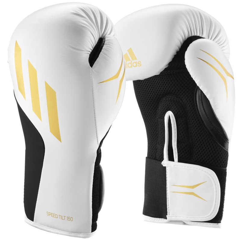adidas Speed TILT for Men, New Boxing, White/Gold/Black with Technology 12 Tilt Unisex - - Kickboxing, Punching 150 Bag, for MMA, Women, and oz - Training