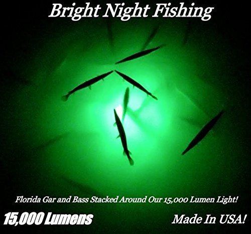Bright Night Fishing Underwater Fishing Light Battery Clamps 25ft Cord  Green LED 15,000 lumens 300 LED