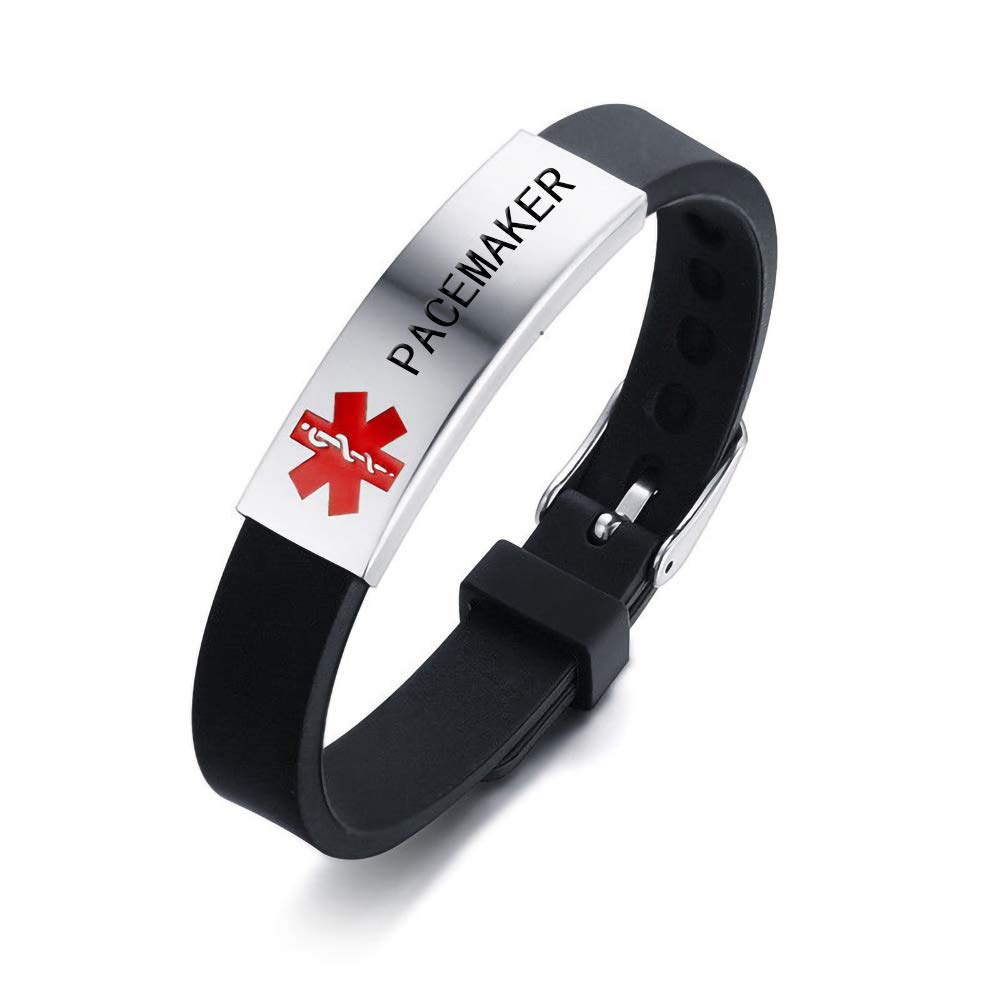 HEABY Medical Alert ID Bracelet Laser Engraved PACEMAKER Adjustable ...