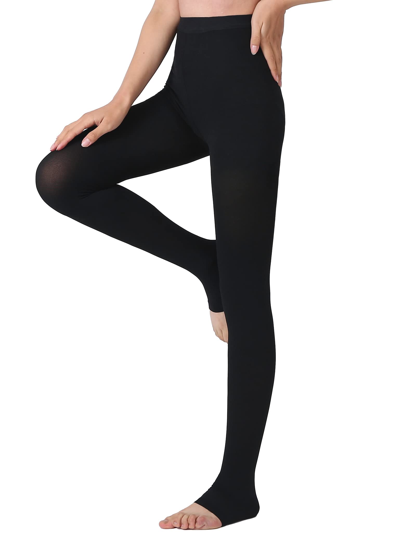  Plus Size Opaque Compression Tights For Women 20-30mmHg - Footless  Compression Pantyhose For Circulation During Travel