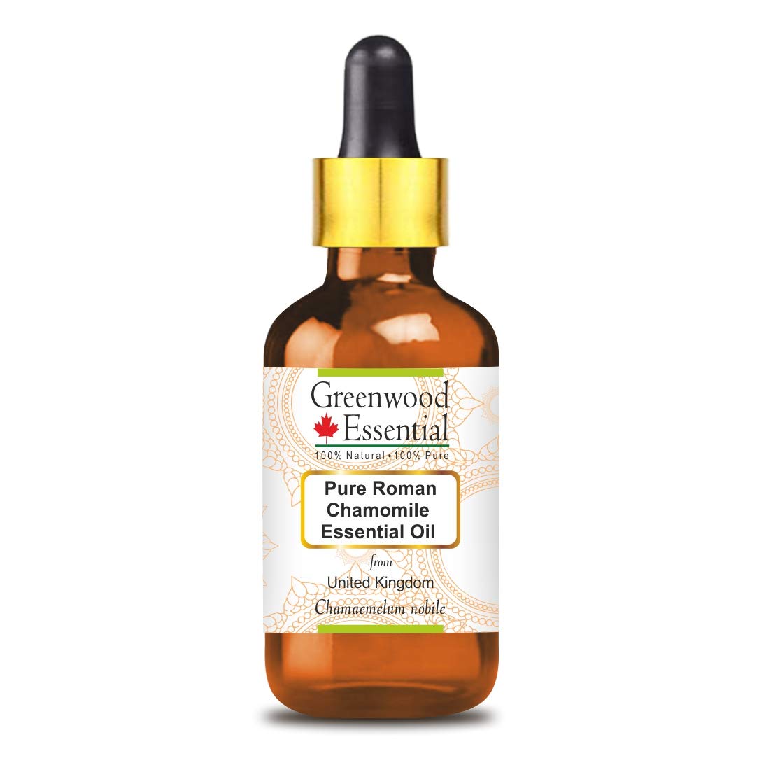 Greenwood Essential Pure Roman Chamomile Essential Oil (Chamaemelum nobile)  with Glass Dropper Steam Distilled 5ml (0.16 oz) 5ml (0.16 Ounce) with  Glass Dropper