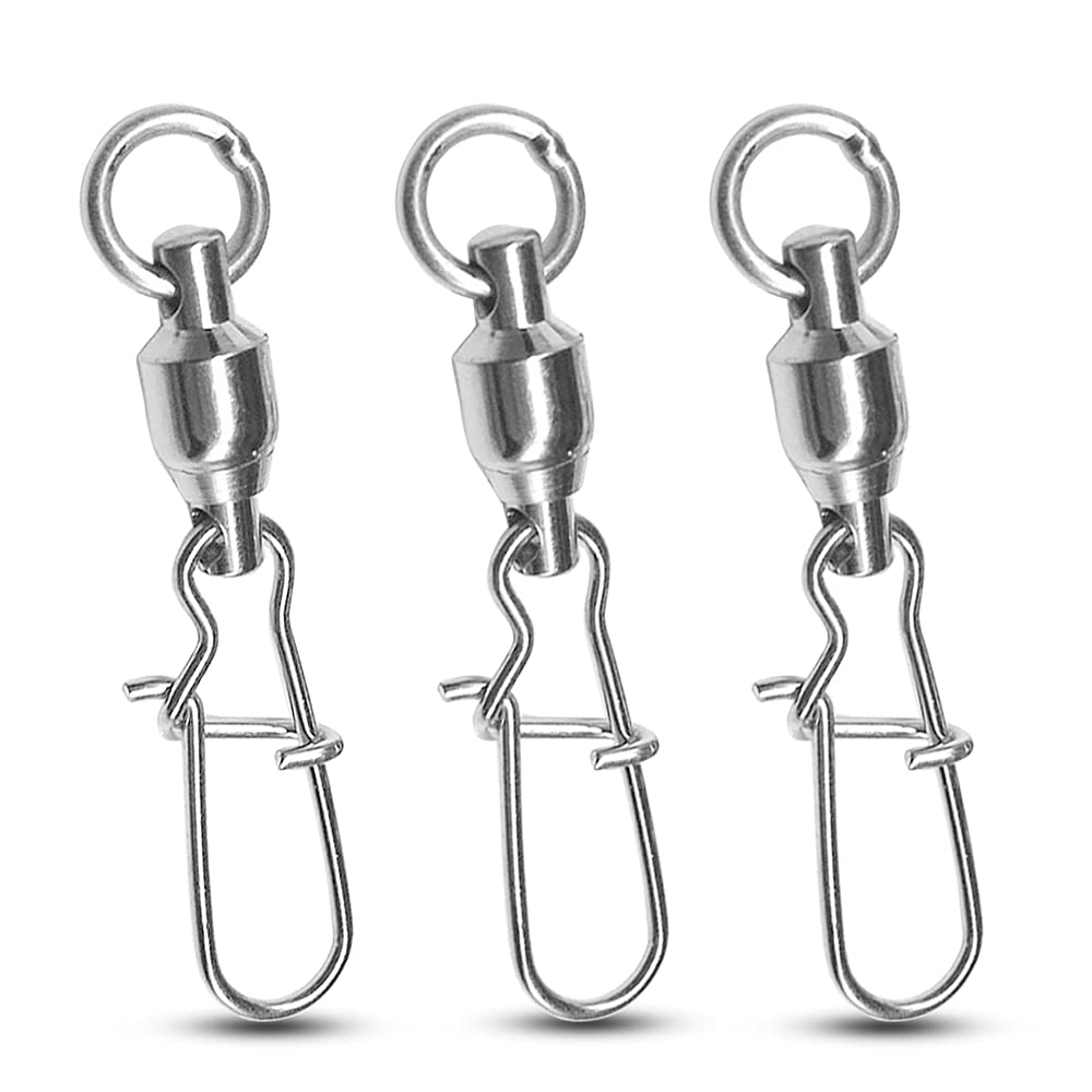 Atibin High Strength Fishing Swivels Tackle Stainless Connector Fishing  Snaps Swivel Steel Lock Snap Swivels Saltwater Line Lure Connector Size 0+0  (27lb) 25 pcs