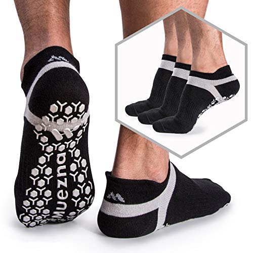 Muezna Men's Non-Slip Yoga Socks, Anti-Skid Pilates, Barre, Bikram