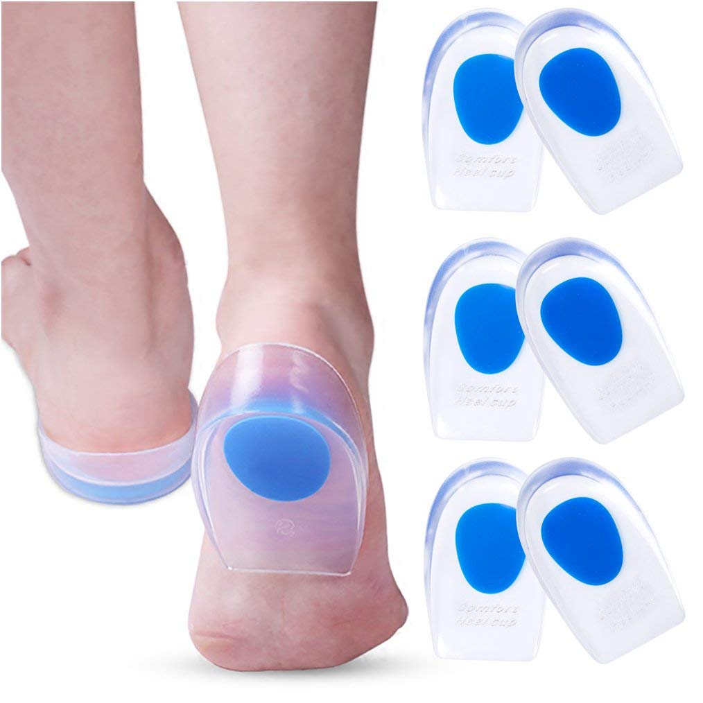 Unique Bargains Silicone Heel Support Cup Pads Orthotic Insole Plantar Care  Heel Pads Ripple Pattern Size 33-39 4pcs : Target