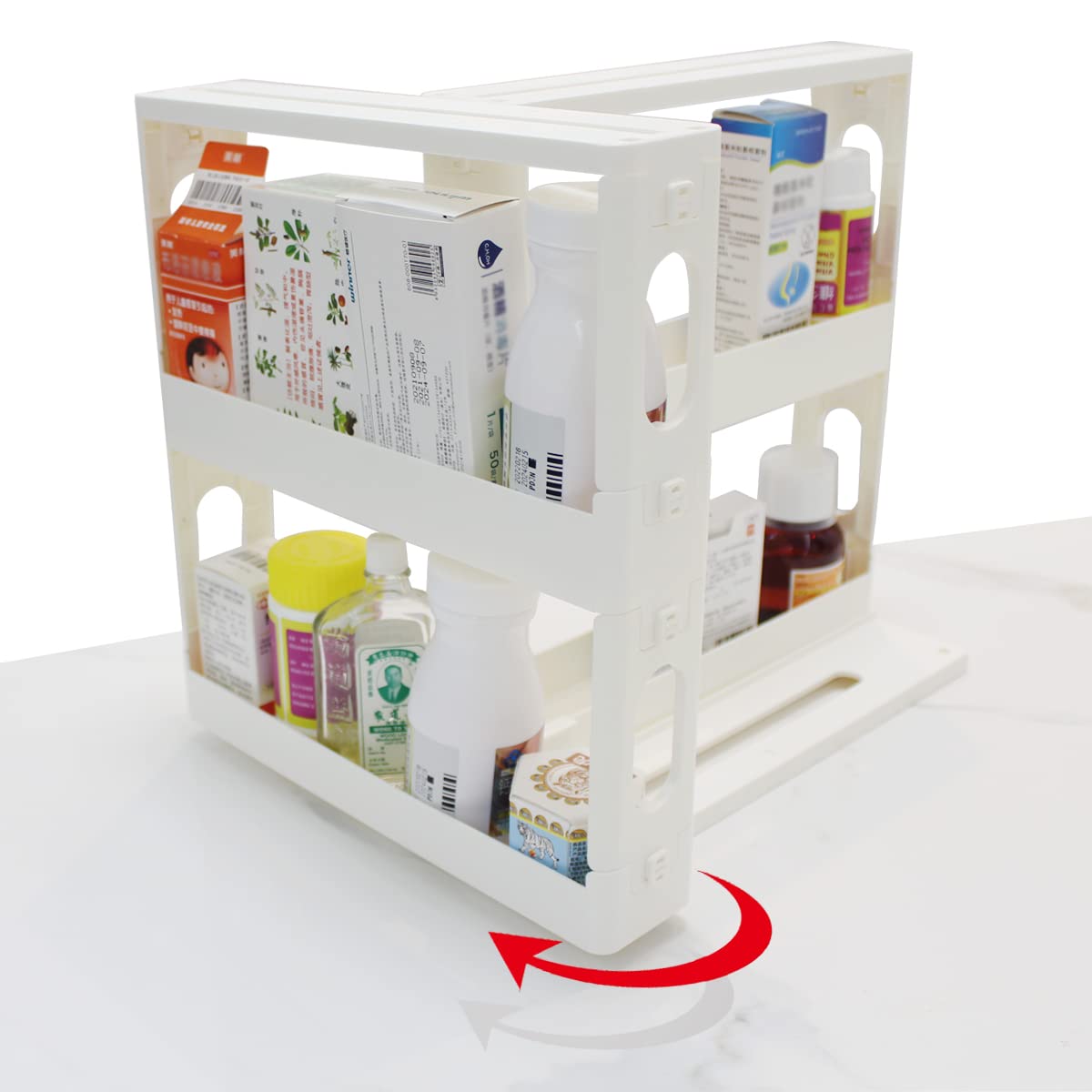 Dutiplus Medicine Cabinet Organizer 2-Tier Pull-and-Rotate Shelf