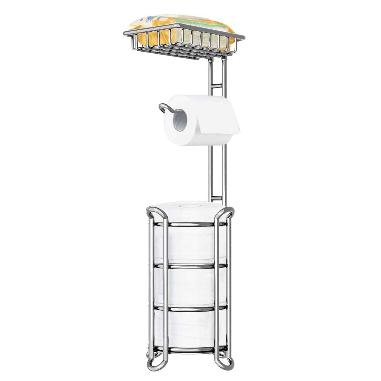 Free Standing Toilet Paper Stand in Shiny Nickel