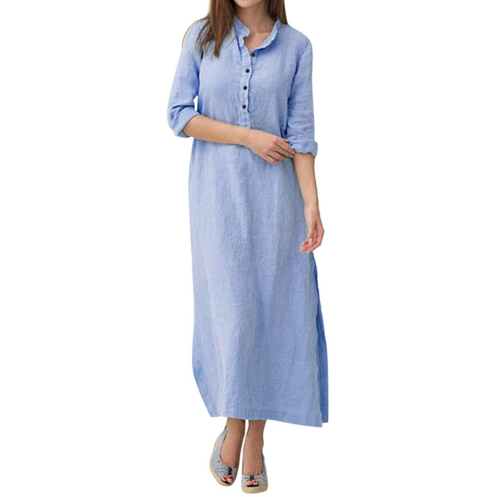 Ladies Solid Cotton Linen Casual Dress Loose Linen Maxi Dress for Women  Summer Dresses Pockets Comfy Beach Dresses 2023 at Amazon Women's Clothing  store