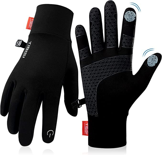 Tmani Winter Gloves Women Men, Touchscreen Thermal Thin Liner Running  Gloves Lightweight Walking Anti-Slip Mens