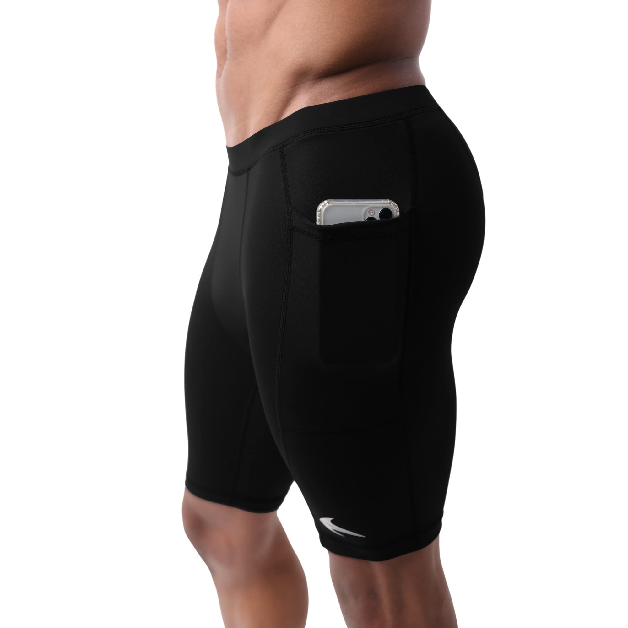 CompressionZ Compression Shorts Men with Pockets - Performance Sport  Spandex Compression Underwear 8 Black Performance Shorts X-Large