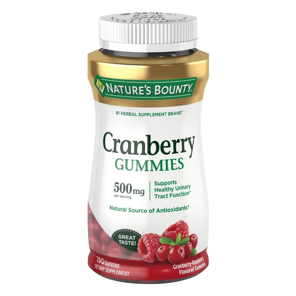 Natures Bounty Cranberry Gummies Urinary Tract Support 500 Mg Cran Raspberry Flavor 150 Ct 8359