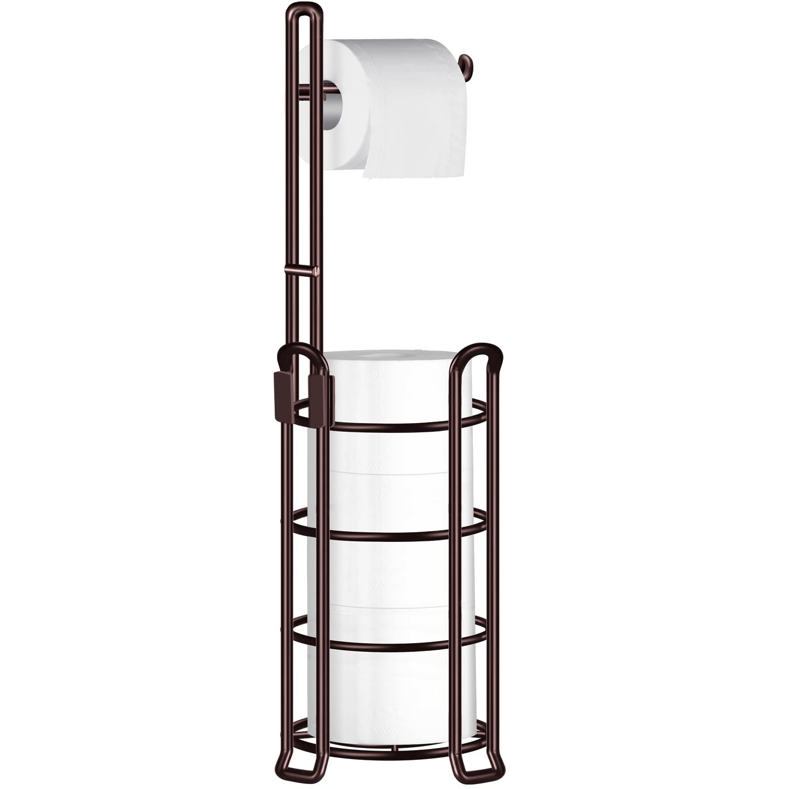 Toilet Paper Holder Stand Free Standing Toilet Paper Roll Dispenser Black  Toilet Paper Stand for Bathroom Toilet Tissue Storage (Metal)