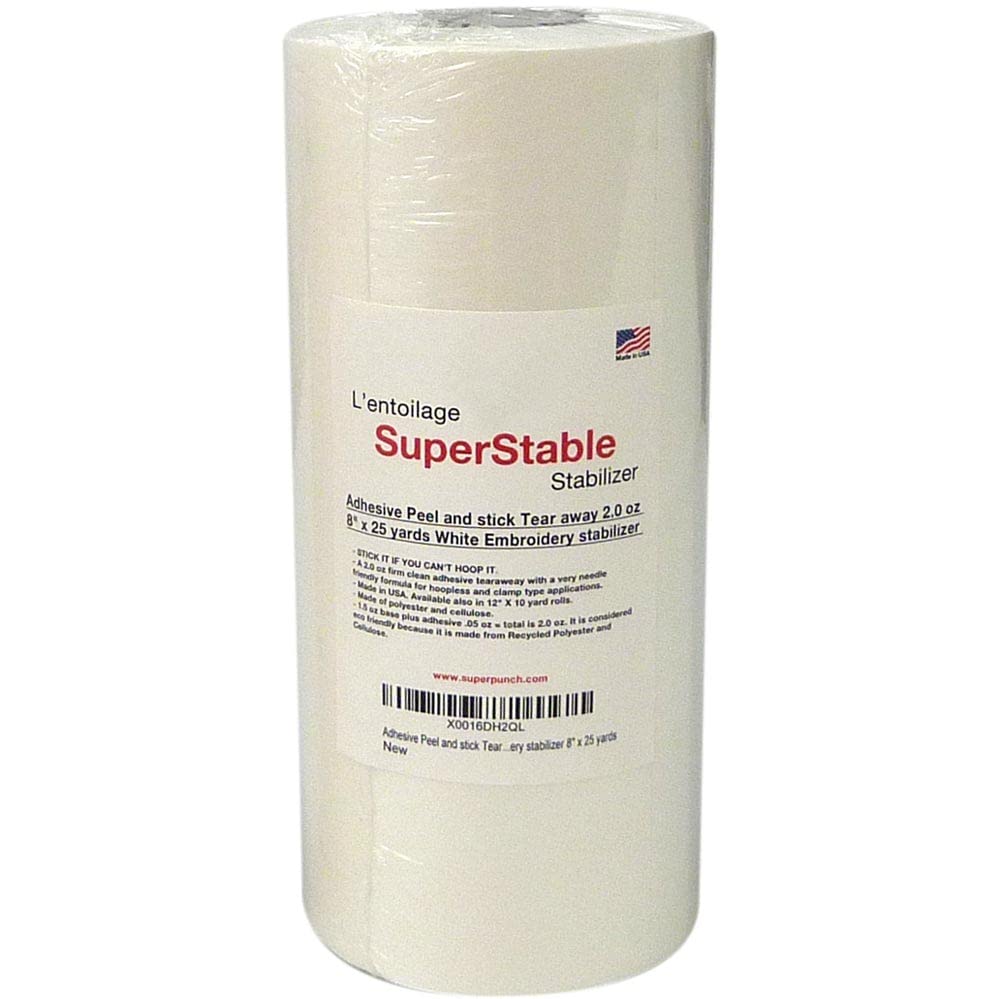 Cut Away Stabilizer White 2.0 oz 12 x 10 Yards Roll. SuperStable Embroidery