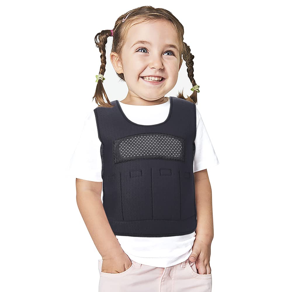 Weighted Vest for Kids with Sensory Issues(Ages 2-4 Small) Weighted  Compression Vest for Children with Autism ADHD SPD Sensory Overload  Includes 2lb Removable Weights (Black) Small (Pack of 1) Black