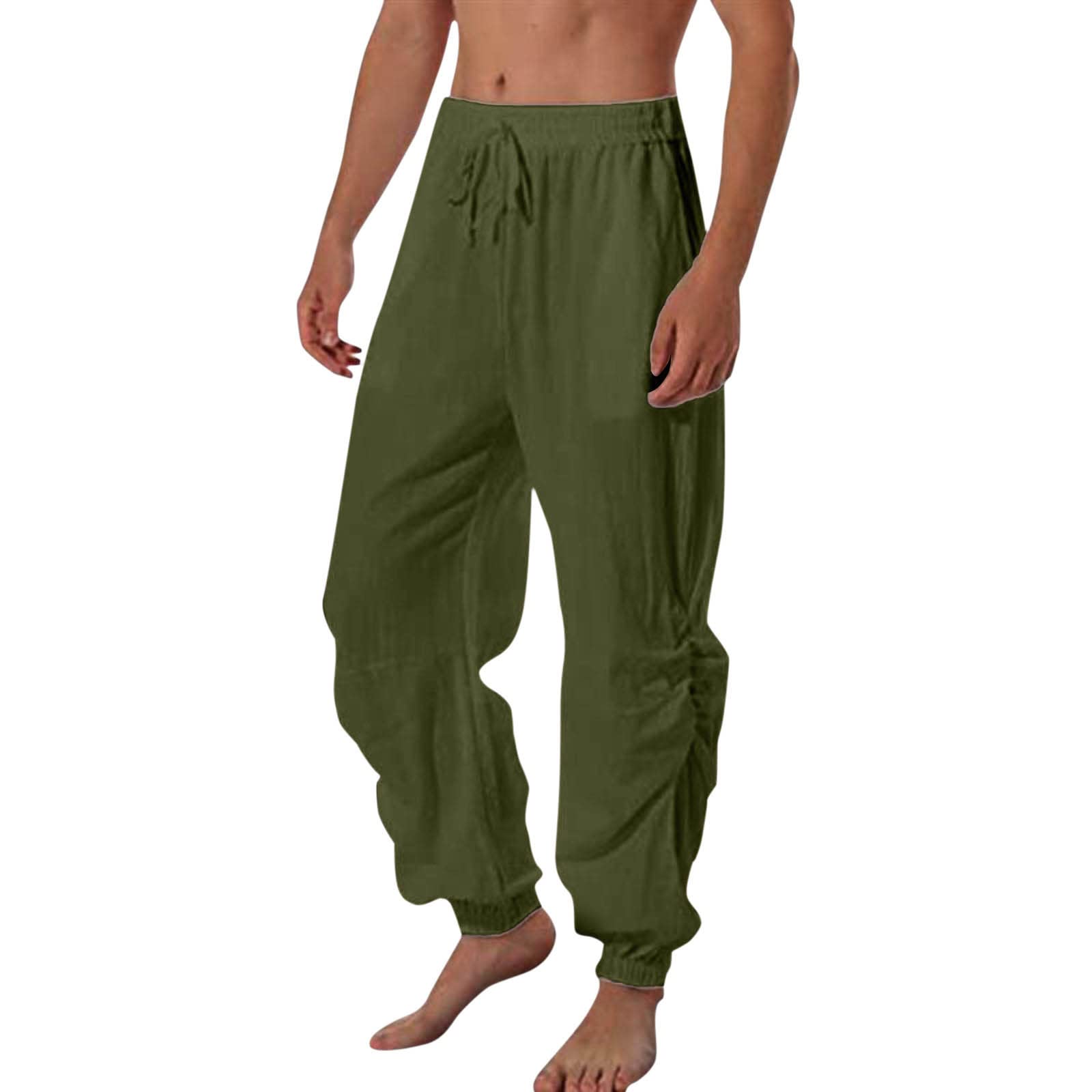 Sweat Pants for Man Slim Men's Flat Front Linen Blend Dress Pant