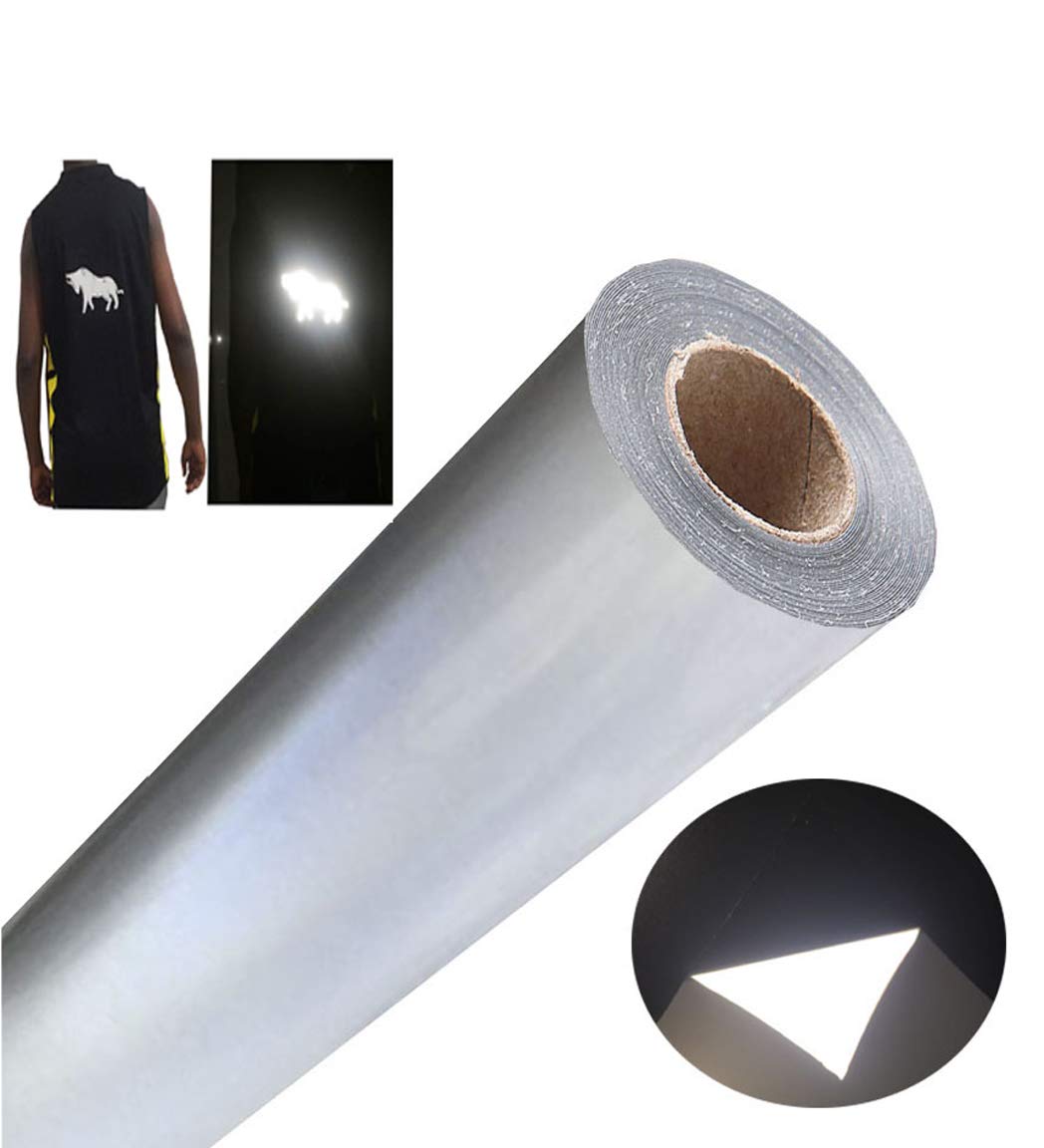 FUNKAKA Heat Transfer Vinyl Roll - 12 Inch x 10 Feet Reflective HTV Light  Gray Reflective Vinyl Easy to Cut & Weed DIY Design Reflective Iron on Vinyl  for T-Shirts (Light Gray)