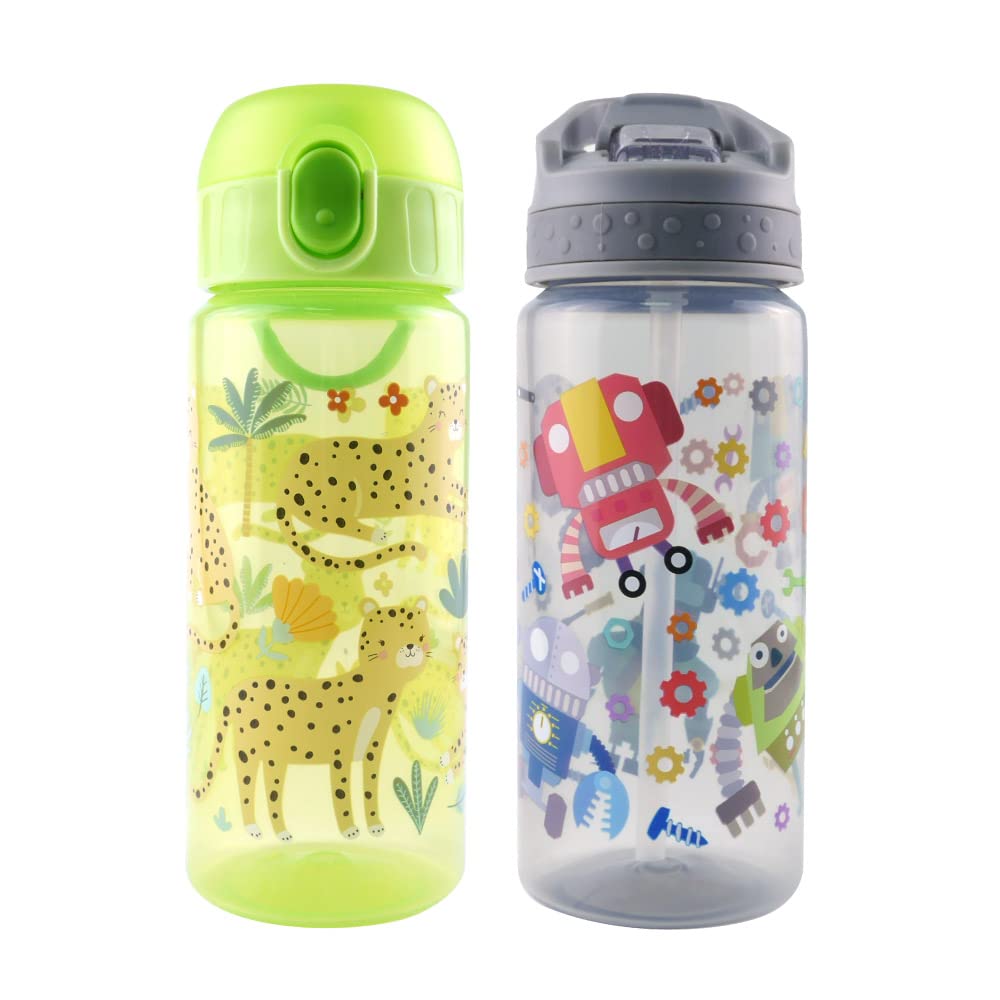 GILANO 18oz Kids Water Bottles for School BPA-Free Straw Water
