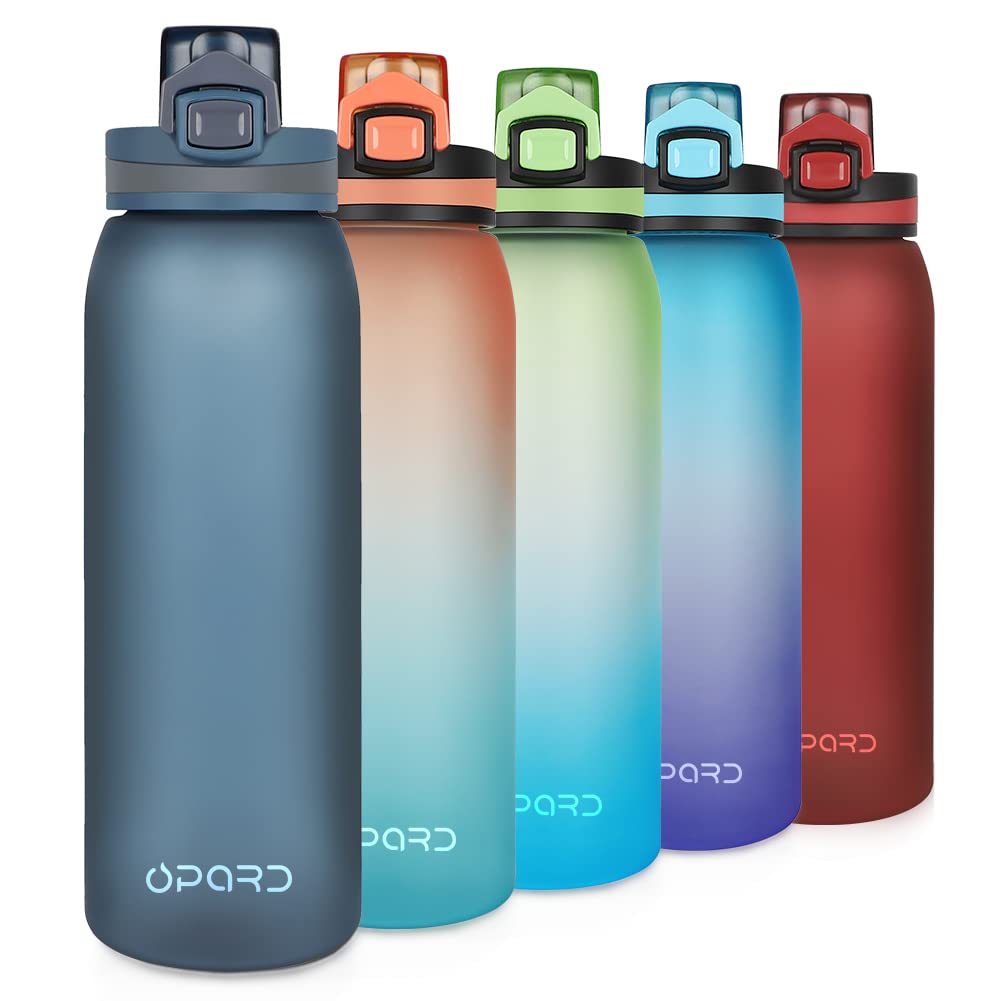 Sports Water Bottle with Leak Proof Flip Top Lid Reusable Plastic for Gym  and Outdoor,Beige,Beige，G78941 