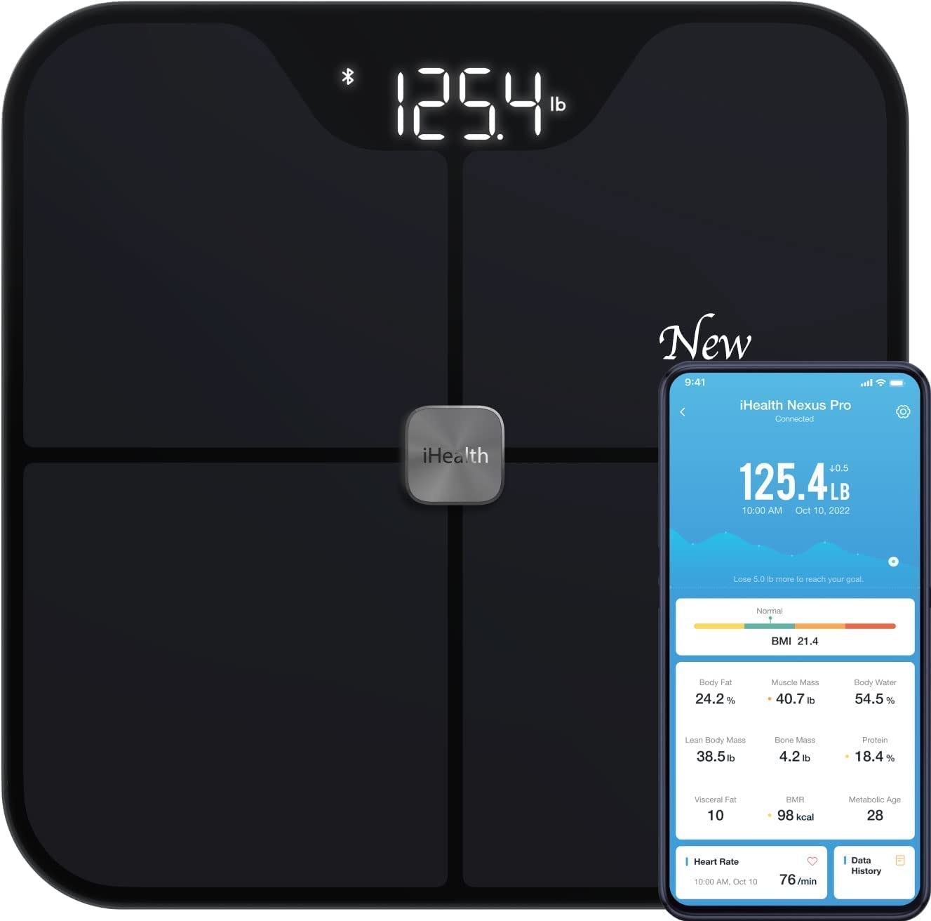  Wyze Smart Scale, Wireless Digital Bathroom Scale for Body  Weight, BMI, Body Fat Percentage, Heart Rate Monitor, App Connected,  Bluetooth, 400 lb Capacity (Black) : Health & Household