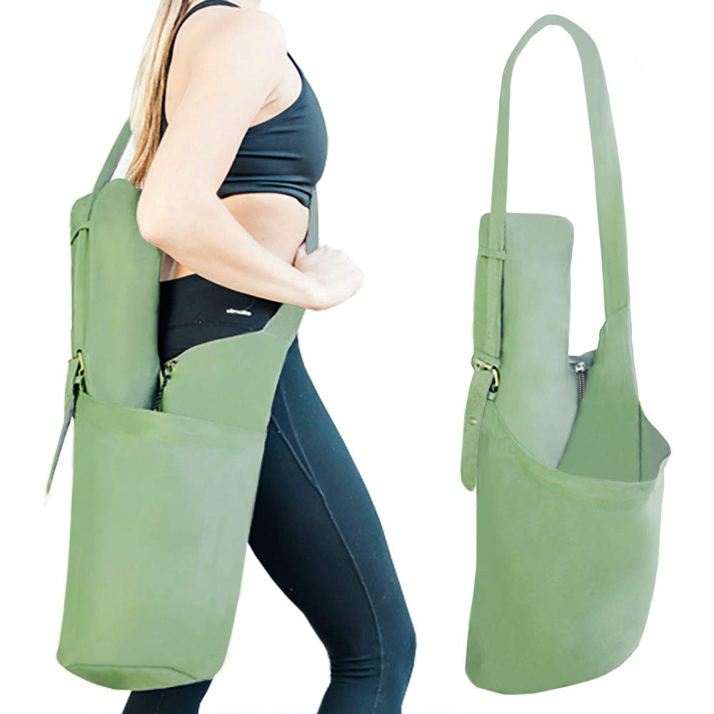 Yoga Mat Shoulder Bag (Embroidered Green)