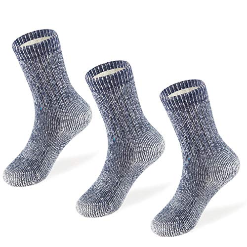 MERIWOOL Merino Wool Kids Hiking Socks for Children 3 Pairs, Blue
