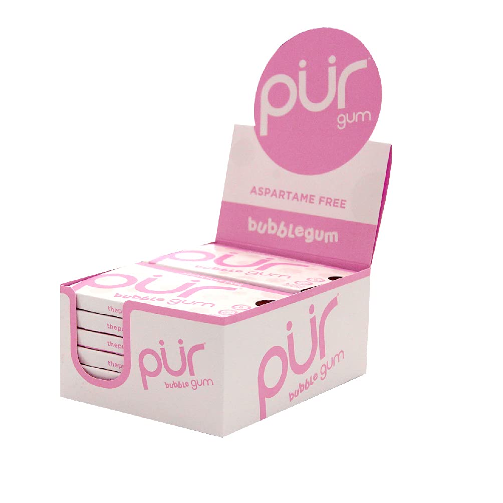 PUR Gum | Aspartame Free Chewing Gum | 100% Xylitol | Sugar Free, Vegan,  Gluten Free & Keto Friendly | Natural Bubblegum Flavored Gum, 55 Pieces  (Pack