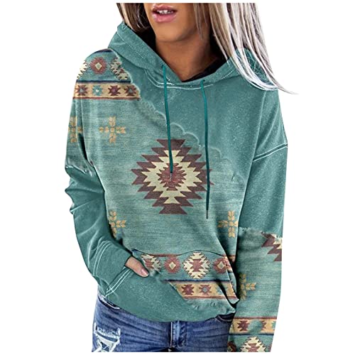 Mens Western Aztec Sweatshirt Long Sleeve Ethnic Print Sweatshirt Vintage  Graphic Hoodies Casual Loose Pullover Tops