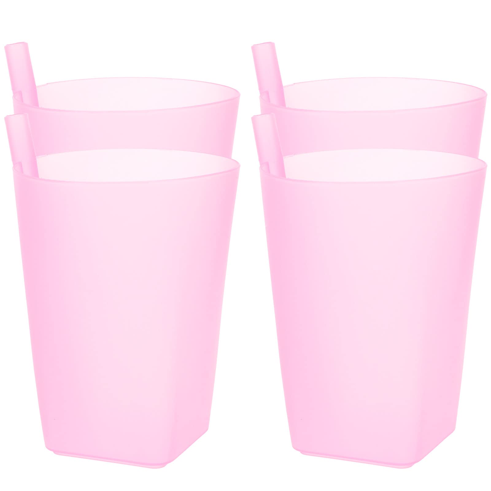 EXCEART Sippy Cup 4PC Sippy Cups Plastic Cups with Built- in Straw Candy  Color Water Container Drinking Cups Toddler Drinking Cups Milk Cups Straw  Cups for Children Kids Water Cup(Random Color)