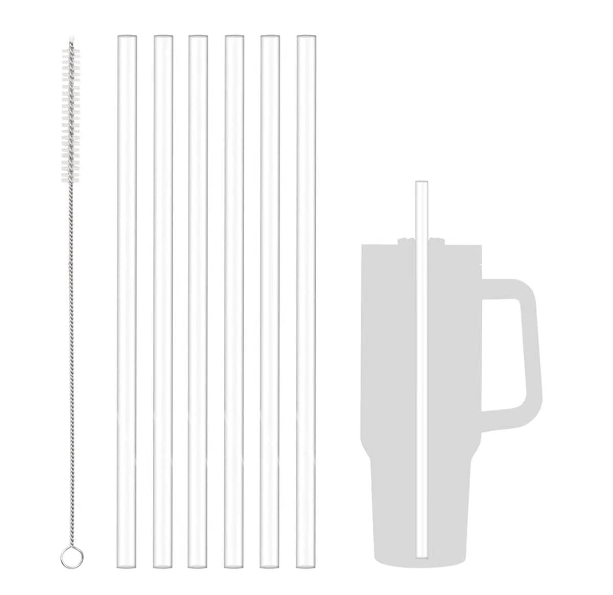 MLKSI Replacement Glass Straws for Stanley Cup Accessories, 6 Pack Reusable  Straws with Cleaning Brush Compatible with Stanley 40oz Stanley Cup