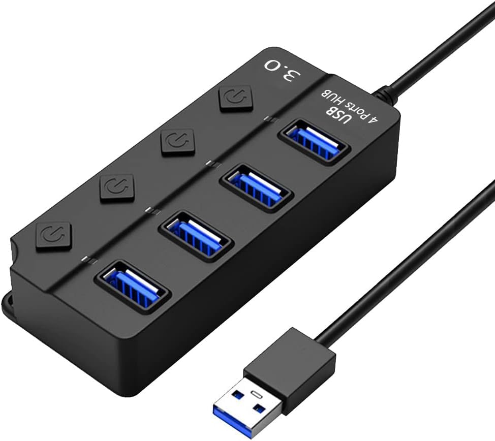 USB Hub 4 Ports USB Splitter with Independent Circuits 4 USB 3.0 ...