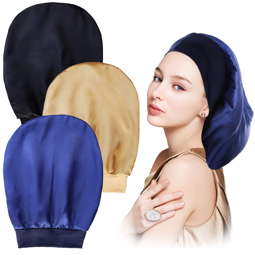 Silk Night Sleeping Cap Bonnet with Comfort Elastic Band